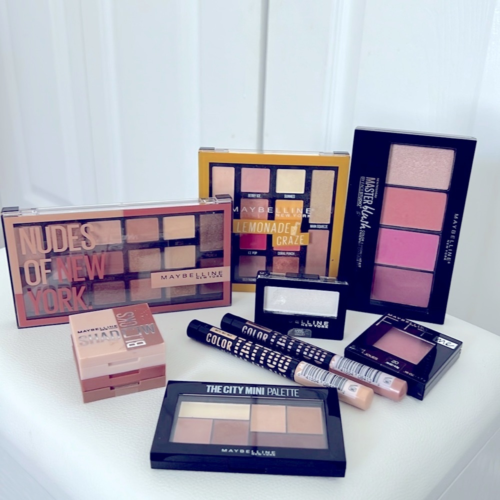 Maybelline Box of lightly swatched products